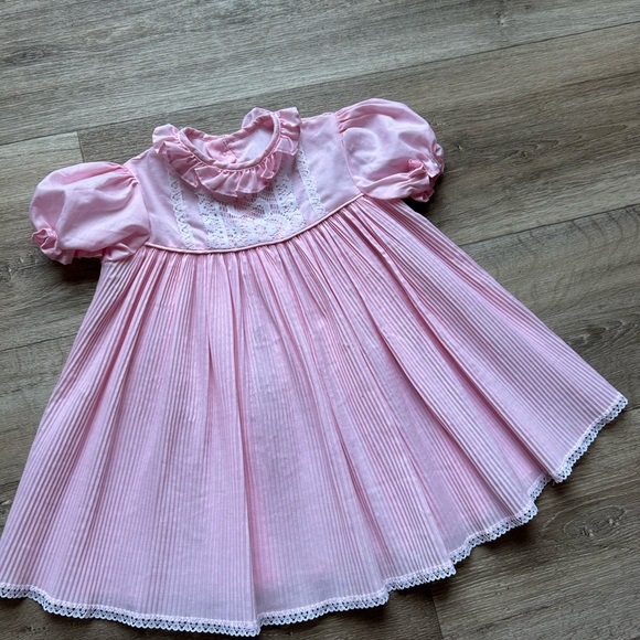 Vintage Other - Vintage Charming Pink Baby Dress with Lace Accents & Bloomers